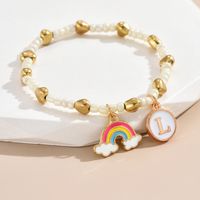 Simple Style Letter Rainbow Heart Shape Alloy Beaded Enamel Women's Bracelets sku image 12