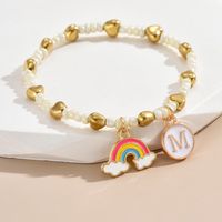 Simple Style Letter Rainbow Heart Shape Alloy Beaded Enamel Women's Bracelets sku image 13
