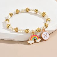 Simple Style Letter Rainbow Heart Shape Alloy Beaded Enamel Women's Bracelets sku image 14