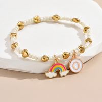 Simple Style Letter Rainbow Heart Shape Alloy Beaded Enamel Women's Bracelets sku image 15