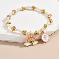 Einfacher Stil Brief Regenbogen Herzform Legierung Perlen Emaille Frau Armbänder sku image 16