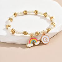 Simple Style Letter Rainbow Heart Shape Alloy Beaded Enamel Women's Bracelets sku image 17