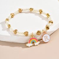 Simple Style Letter Rainbow Heart Shape Alloy Beaded Enamel Women's Bracelets sku image 18
