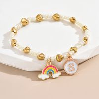 Simple Style Letter Rainbow Heart Shape Alloy Beaded Enamel Women's Bracelets sku image 19