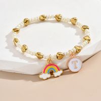 Simple Style Letter Rainbow Heart Shape Alloy Beaded Enamel Women's Bracelets sku image 20