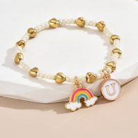 Simple Style Letter Rainbow Heart Shape Alloy Beaded Enamel Women's Bracelets sku image 21