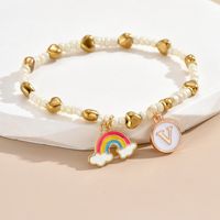 Simple Style Letter Rainbow Heart Shape Alloy Beaded Enamel Women's Bracelets sku image 22