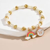 Simple Style Letter Rainbow Heart Shape Alloy Beaded Enamel Women's Bracelets sku image 23