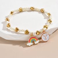Simple Style Letter Rainbow Heart Shape Alloy Beaded Enamel Women's Bracelets sku image 25