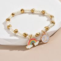 Simple Style Letter Rainbow Heart Shape Alloy Beaded Enamel Women's Bracelets sku image 26