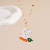 Cute Rabbit Carrot Alloy Enamel Plating Women's Pendant Necklace main image 4