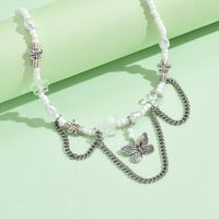 Retro Ethnic Style Butterfly Alloy Beaded Plating Women's Necklace main image 3