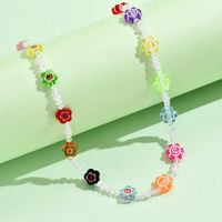 Cute Bohemian Flower Artificial Crystal Alloy Beaded Women's Necklace main image 4