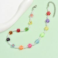 Cute Bohemian Flower Artificial Crystal Alloy Beaded Women's Necklace main image 7