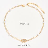 Elegant Simple Style Butterfly Alloy Plating Inlay Artificial Pearls Rhinestones Women's Choker main image 7