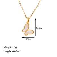 304 Stainless Steel 18K Gold Plated Casual Simple Style Commute Inlay Dolphin Flower Butterfly Acrylic Artificial Rhinestones Pendant Necklace sku image 5