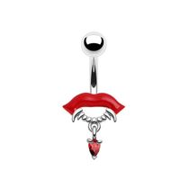 1 Piece Belly Rings Exaggerated Funny Lips Alloy Titanium Steel Copper Plating Inlay Rhinestones Glass White Gold Plated main image 6