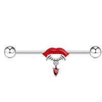 1 Piece Belly Rings Exaggerated Funny Lips Alloy Titanium Steel Copper Plating Inlay Rhinestones Glass White Gold Plated main image 2