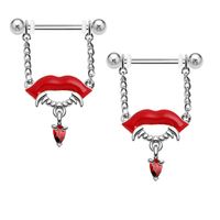1 Piece Belly Rings Exaggerated Funny Lips Alloy Titanium Steel Copper Plating Inlay Rhinestones Glass White Gold Plated main image 9