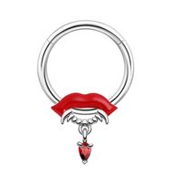 1 Piece Belly Rings Exaggerated Funny Lips Alloy Titanium Steel Copper Plating Inlay Rhinestones Glass White Gold Plated main image 8