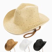 Women's Casual Solid Color Sequins Crimping Big Eaves Straw Hat main image 1