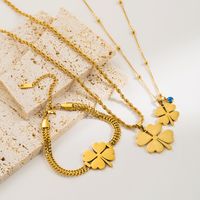 316 Stainless Steel  14K Gold Plated Elegant Simple Style Enamel Four Leaf Clover Pendant Necklace main image 1