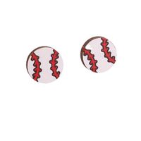 1 Pair Simple Style Rugby Heart Shape Football Wood Ear Studs main image 2