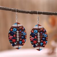 1 Pair Simple Style Geometric Cartoon Rugby Wood Ear Hook sku image 2