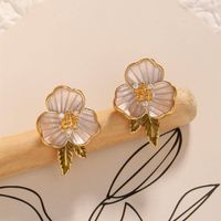 1 Pair Sweet Simple Style Flower Copper Zircon 18K Gold Plated Ear Studs main image 5