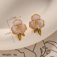 1 Pair Sweet Simple Style Flower Copper Zircon 18K Gold Plated Ear Studs sku image 1