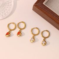1 Pair Vintage Style Simple Style Irregular Inlay Stainless Steel Zircon White Gold Plated Gold Plated Drop Earrings main image 5