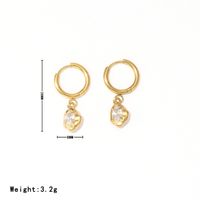 1 Pair Vintage Style Simple Style Irregular Inlay Stainless Steel Zircon White Gold Plated Gold Plated Drop Earrings sku image 1
