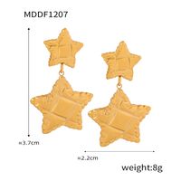 1 Pair Casual Simple Style Round Star Plating Carving Titanium Steel 18K Gold Plated Drop Earrings main image 3