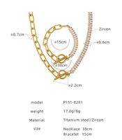 Titanium Steel Fashion Geometric OT Buckle Patchwork Zircon Bracelets Necklace main image 2