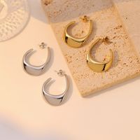 1 Pair Casual Vintage Style Simple Style Solid Color Stainless Steel White Gold Plated Gold Plated Ear Studs main image 1