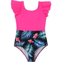 Girl's Ditsy Floral Color Block Solid Color One-pieces Kids Swimwear main image 5