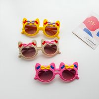 Cartoon Style Sweet Artistic Cat Bow Knot Pc Resin Oval Frame Full Frame Kids Sunglasses main image 3