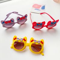 Cartoon Style Sweet Artistic Cat Bow Knot Pc Resin Oval Frame Full Frame Kids Sunglasses main image 4