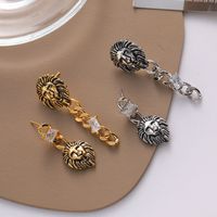 1 Pair IG Style Hip-Hop Vintage Style Lion Asymmetrical Inlay Copper Zircon 18K Gold Plated Drop Earrings main image 4