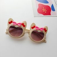 Cartoon Style Sweet Artistic Cat Bow Knot Pc Resin Oval Frame Full Frame Kids Sunglasses sku image 1
