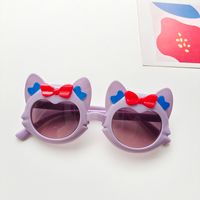 Cartoon Style Sweet Artistic Cat Bow Knot Pc Resin Oval Frame Full Frame Kids Sunglasses sku image 3