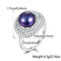 Elegant Luxurious Queen Round Sterling Silver Inlay Pearl Zircon White Gold Plated Women's Rings Earrings Necklace main image 11