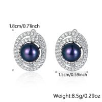 Elegant Luxurious Queen Round Sterling Silver Inlay Pearl Zircon White Gold Plated Women's Rings Earrings Necklace main image 10