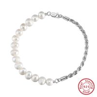 Simple Style Solid Color Freshwater Pearl Sterling Silver 14K Gold Plated Bracelets In Bulk sku image 2