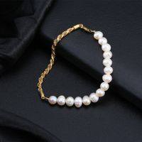 Simple Style Solid Color Freshwater Pearl Sterling Silver 14K Gold Plated Bracelets In Bulk main image 5