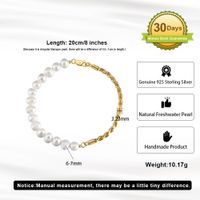Simple Style Solid Color Freshwater Pearl Sterling Silver 14K Gold Plated Bracelets In Bulk main image 2