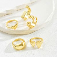 Wholesale Vintage Style Pastoral Simple Style Heart Shape Solid Color Copper 18K Gold Plated Open Rings main image 1