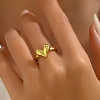 Wholesale Vintage Style Pastoral Simple Style Heart Shape Solid Color Copper 18K Gold Plated Open Rings main image 6