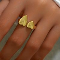 Wholesale Vintage Style Pastoral Simple Style Heart Shape Solid Color Copper 18K Gold Plated Open Rings main image 10