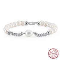 Simple Style Solid Color Freshwater Pearl Sterling Silver 14K Gold Plated Bracelets In Bulk sku image 2